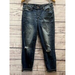 Judy Blue Jeans Womens 31 Relaxed Fit Stretch Denim Dark Wash Distressed